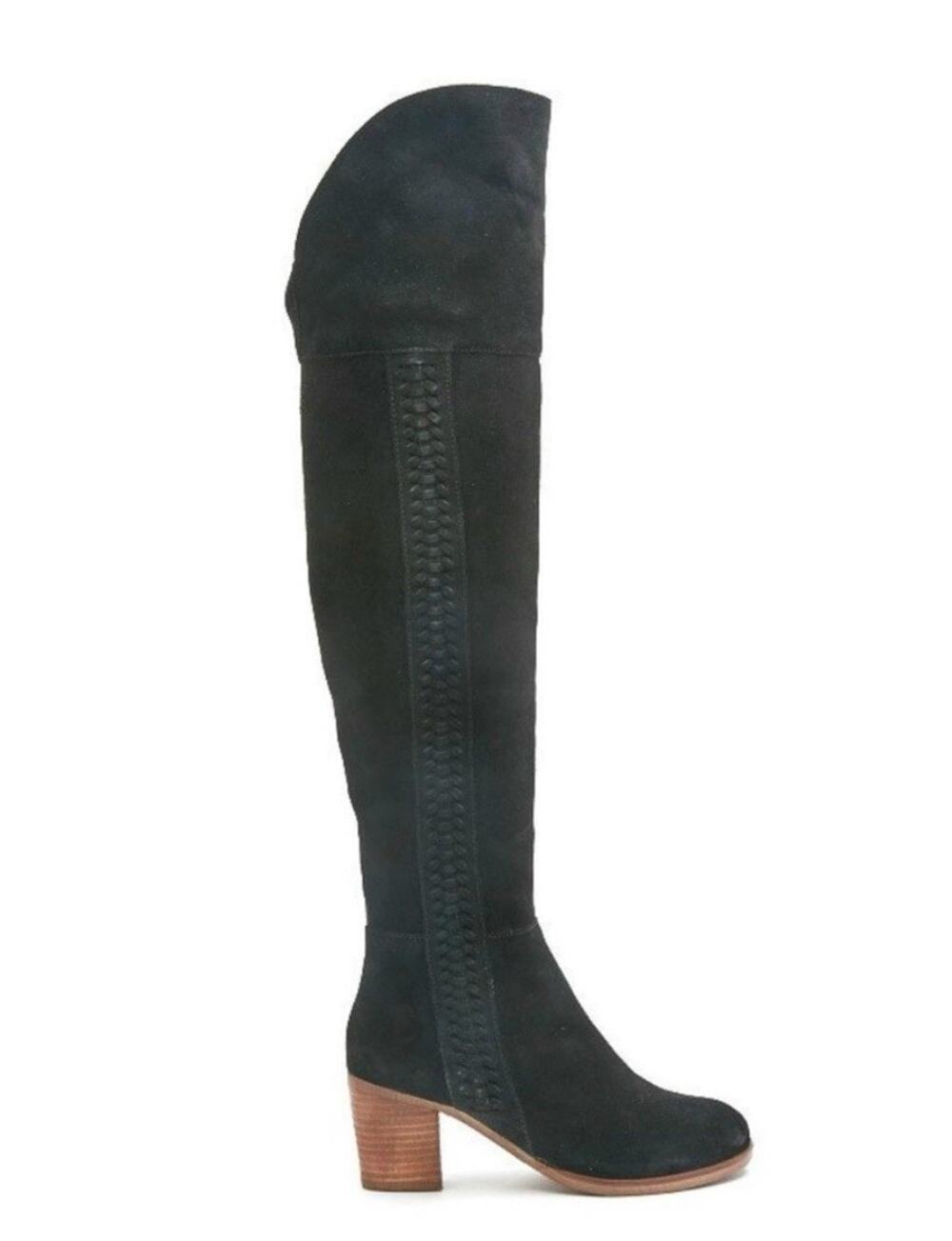 Over the Knee Boots Suede Leather Block Heel Black Size 8M Matisse Muse